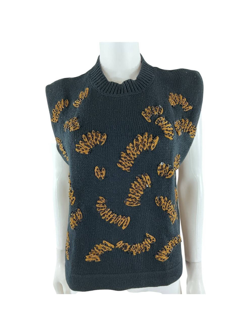 Rachel Comey Embellished Black Laur Sweater Vest Size M